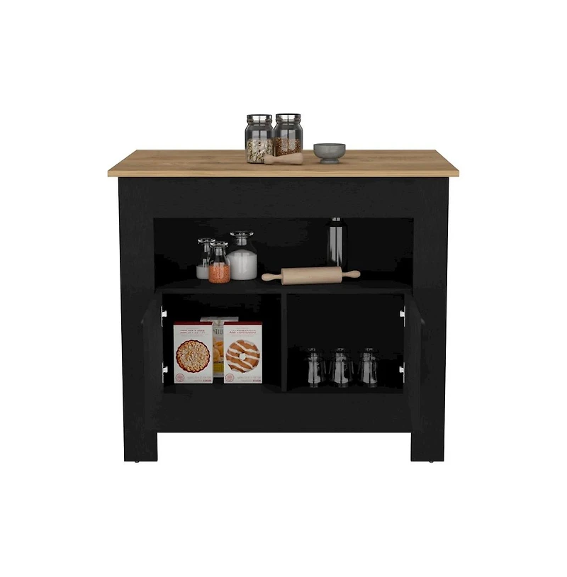 Tuhome Arlet Kitchen Island Black/Macadamia Mdf