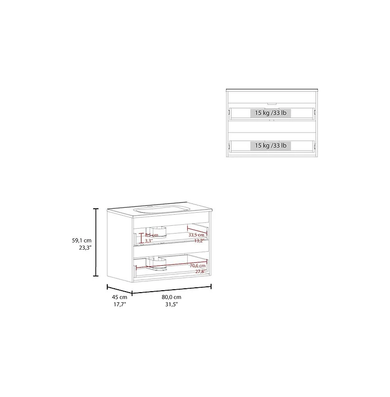 Tuhome Bathroom Cabinet Opalo White Mdf
