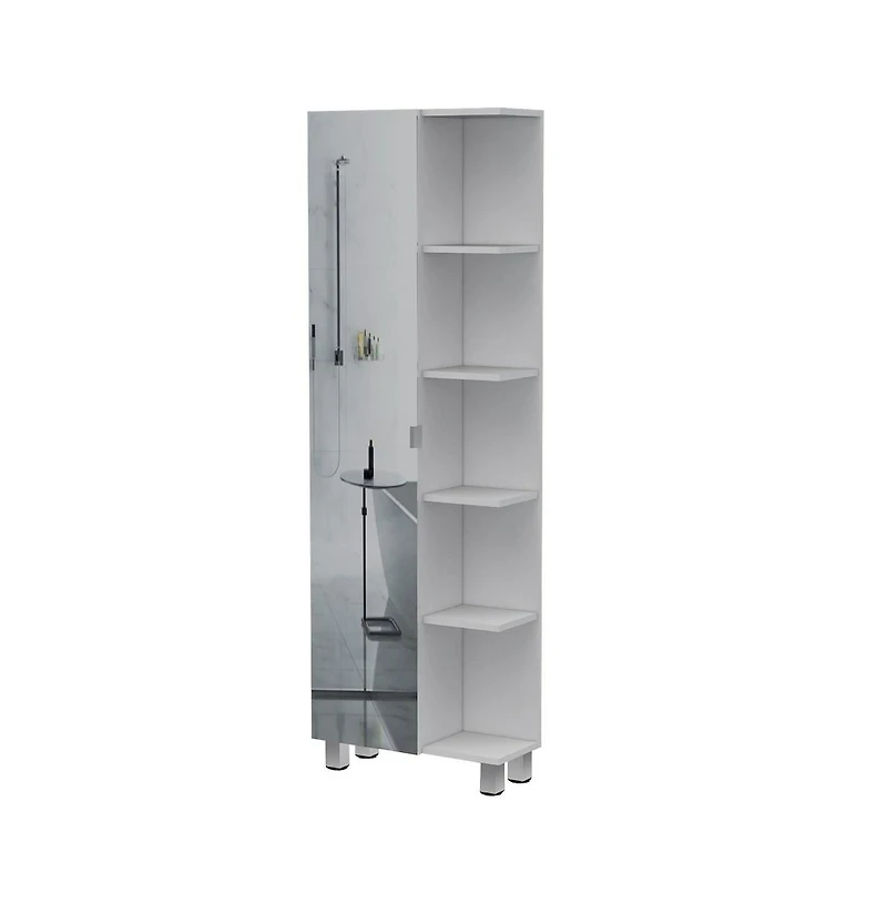 Tuhome Urano Mirror Linen Cabinet White Mdf