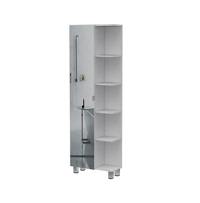 Tuhome Urano Mirror Linen Cabinet White Mdf