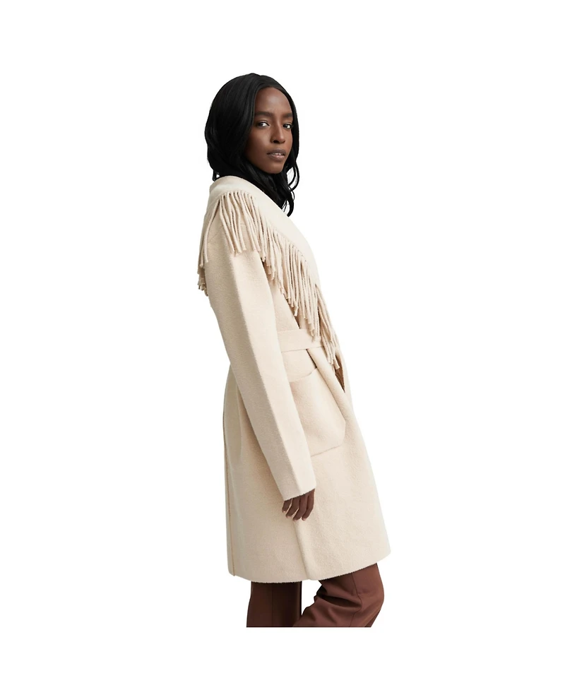 Nvlt Women's Wrap Fringe Mink Eyelash Coatigan