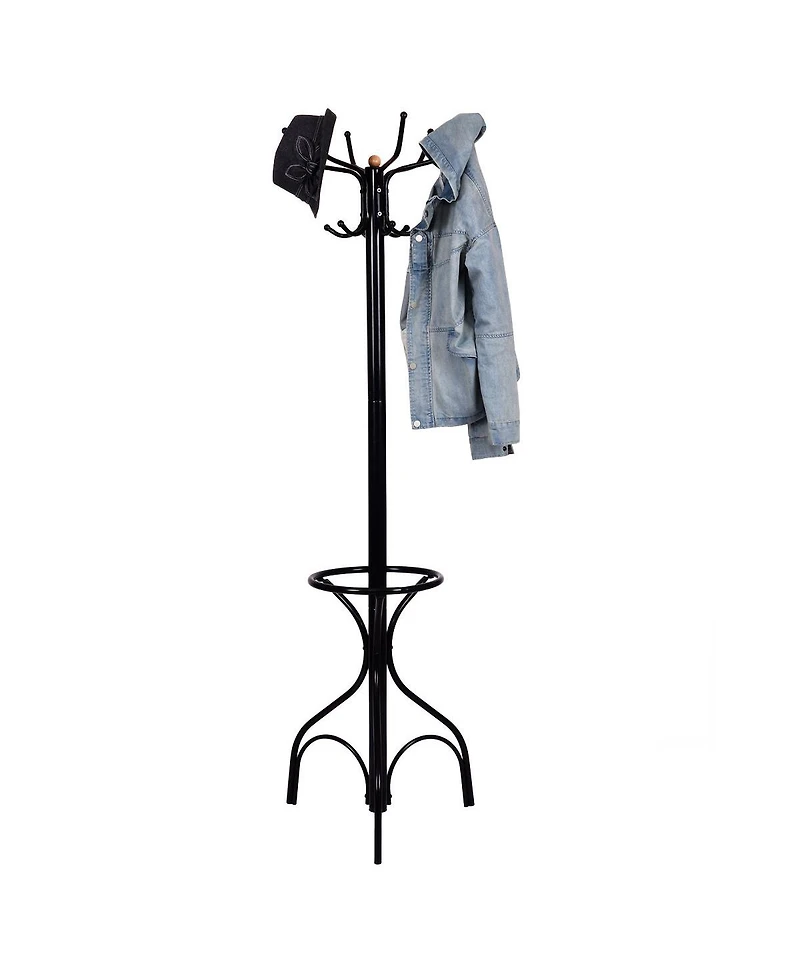 Costway Metal Coat Hat Rack Organizer Clothes Hanger Hooks Tree Stand Umbrella Holder