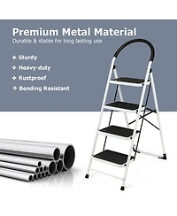 Costway 4 Step Ladder Folding Stool Heavy Duty 330Lbs Capacity Industrial Lightweight