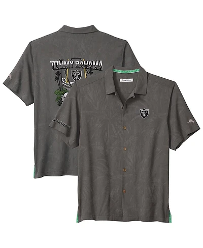 Tommy Bahama Men's Gray Las Vegas Raiders Endzone Paradise Coolmax Button-Up Shirt