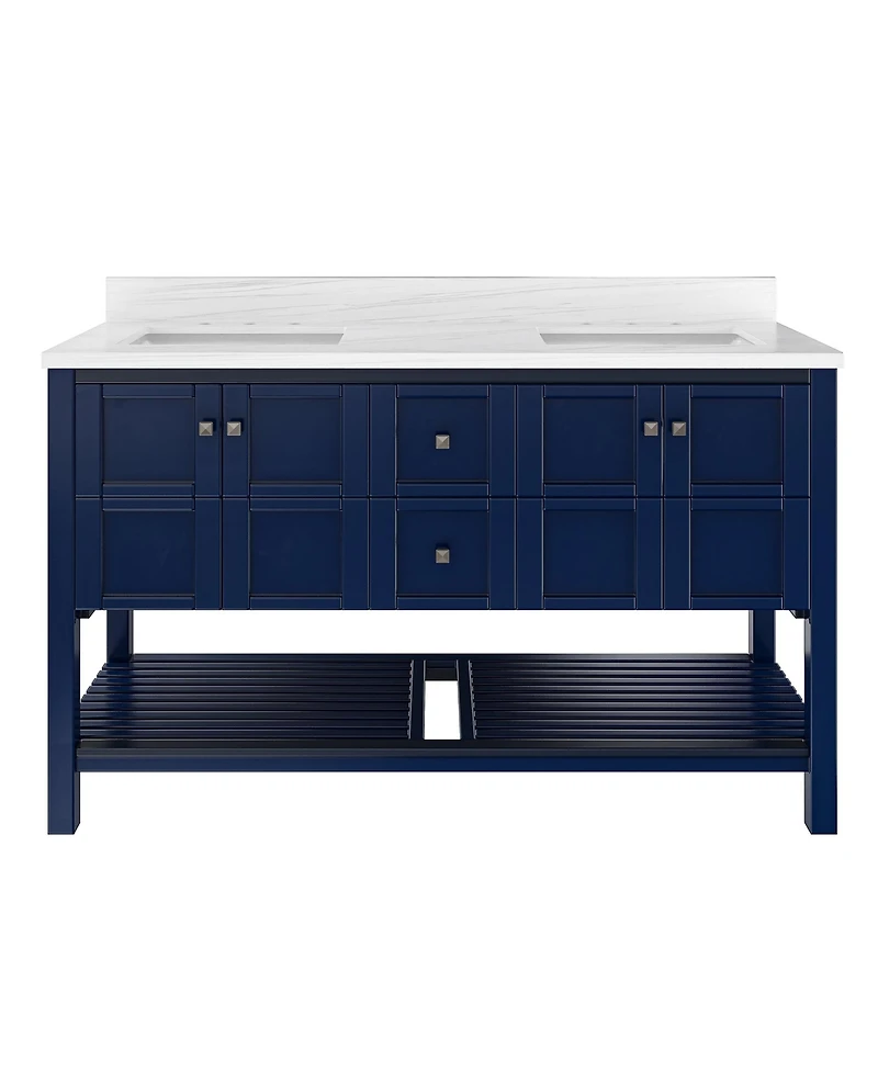 Casainc 60-Inch Solid Wood Bathroom Vanity with Matching Top and Ceramic Basin