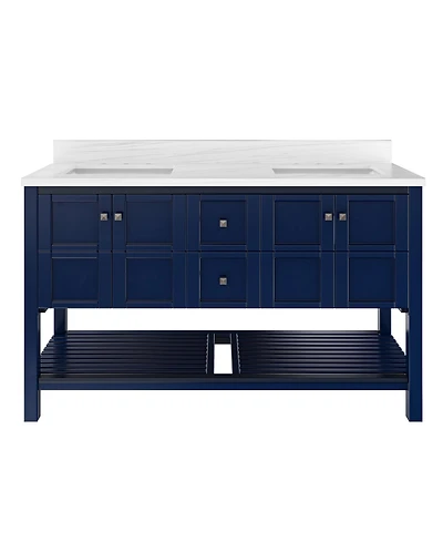 Casainc 60-Inch Solid Wood Bathroom Vanity with Matching Top and Ceramic Basin