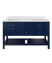 Casainc 60-Inch Solid Wood Bathroom Vanity with Matching Top and Ceramic Basin