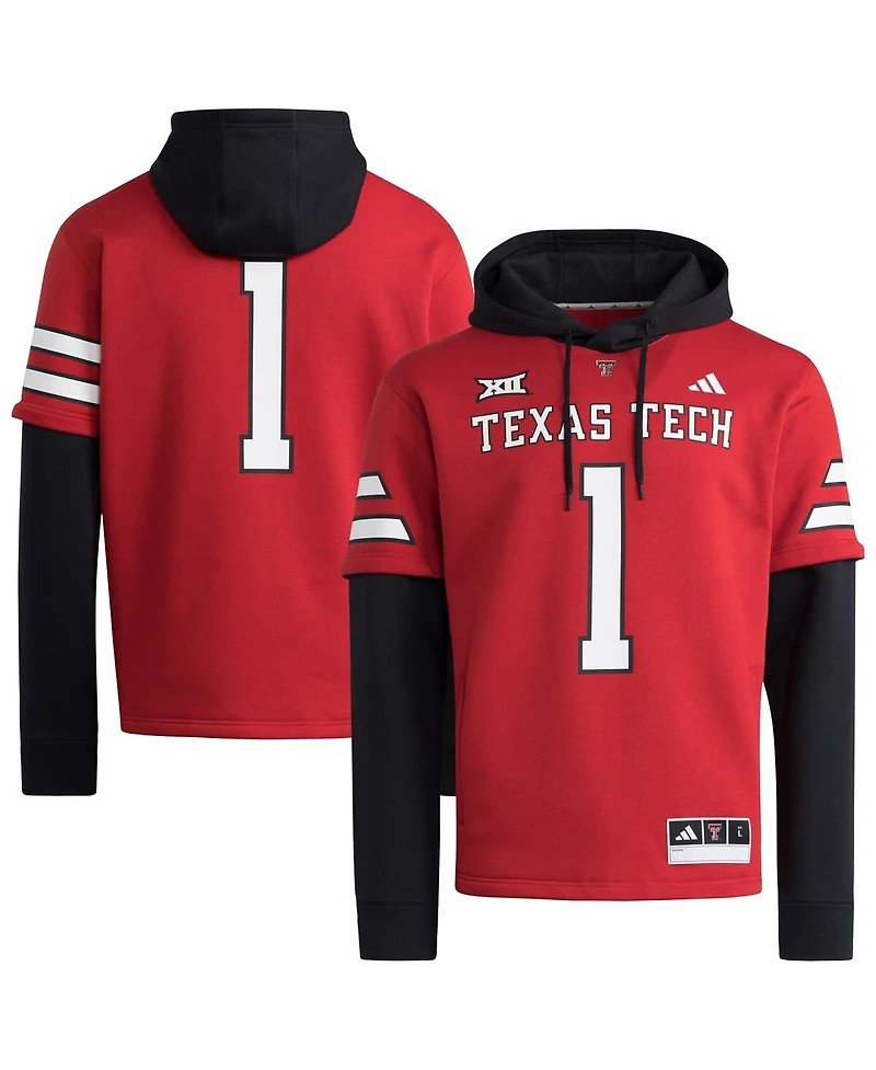 Adidas Men's Red Texas Tech Raiders Jersey Pullover Hoodie