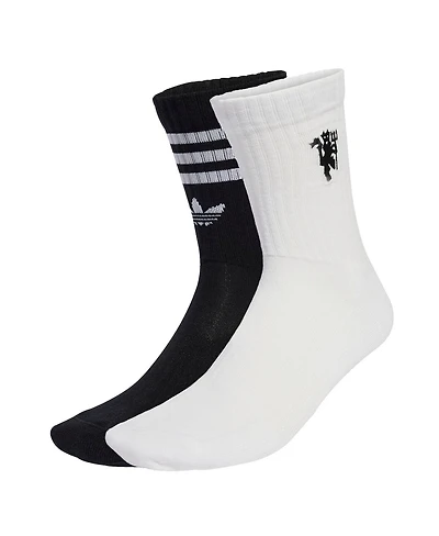 Adidas Men's and Women's White/Black Manchester United Two-Pack Crew Socks Set