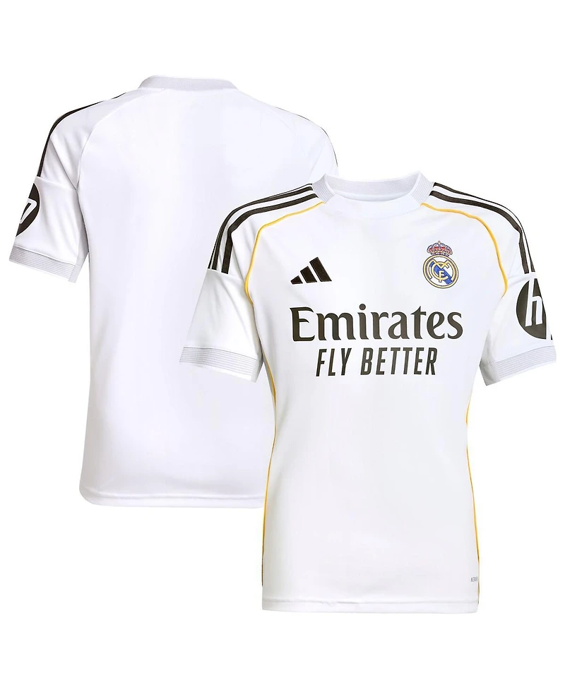 Adidas Big Boys and Girls White Real Madrid 2025/26 Home Replica Jersey