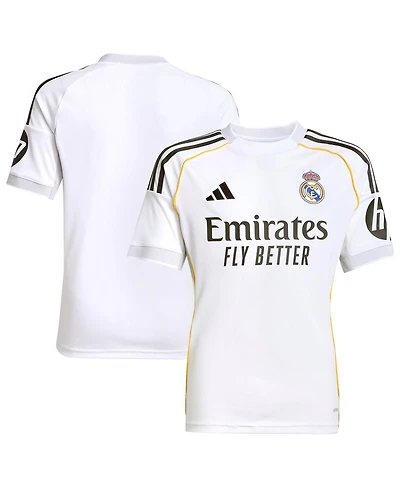 Adidas Big Boys and Girls White Real Madrid 2025/26 Home Replica Jersey
