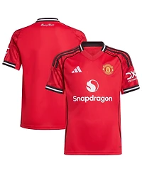 Adidas Big Boys and Girls Red Manchester United Home 2025/26 Replica Jersey