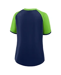Fanatics Women's College Navy/Neon Green Seattle Seahawks Height Advantage T-Shirt