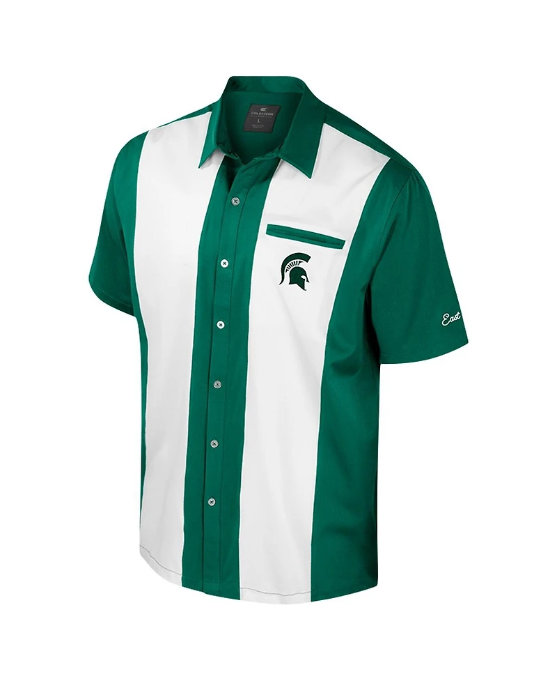 Colosseum Men's Green Michigan State Spartans Strike Bowling Button-Up Shirt