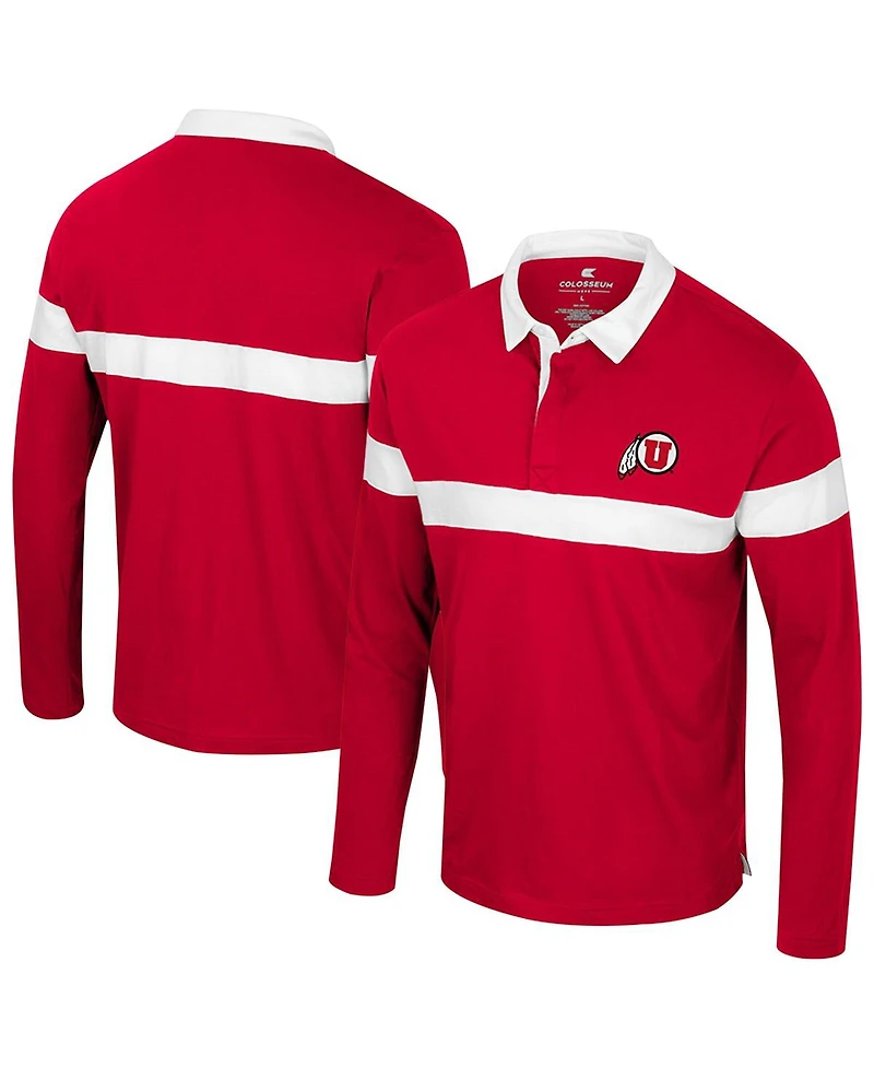 Colosseum Men's Red Utah Utes Too Cool for School Long Sleeve Polo Shirt