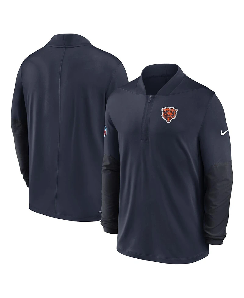 Nike Men's Navy Chicago Bears Sideline Feel the Pressure Performance Half-Zip Pullover Sweatshirt