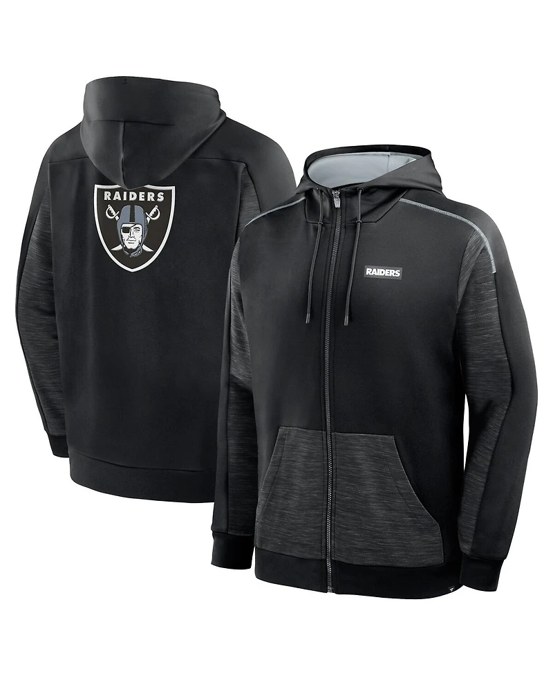 Fanatics Men's Black Las Vegas Raiders Checkdown Pass Full-Zip Hoodie