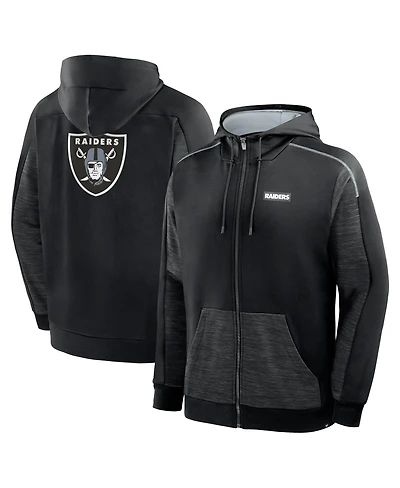 Fanatics Men's Black Las Vegas Raiders Checkdown Pass Full-Zip Hoodie