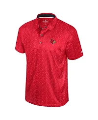 Colosseum Men's Red Louisville Cardinals Football Print Polo Shirt