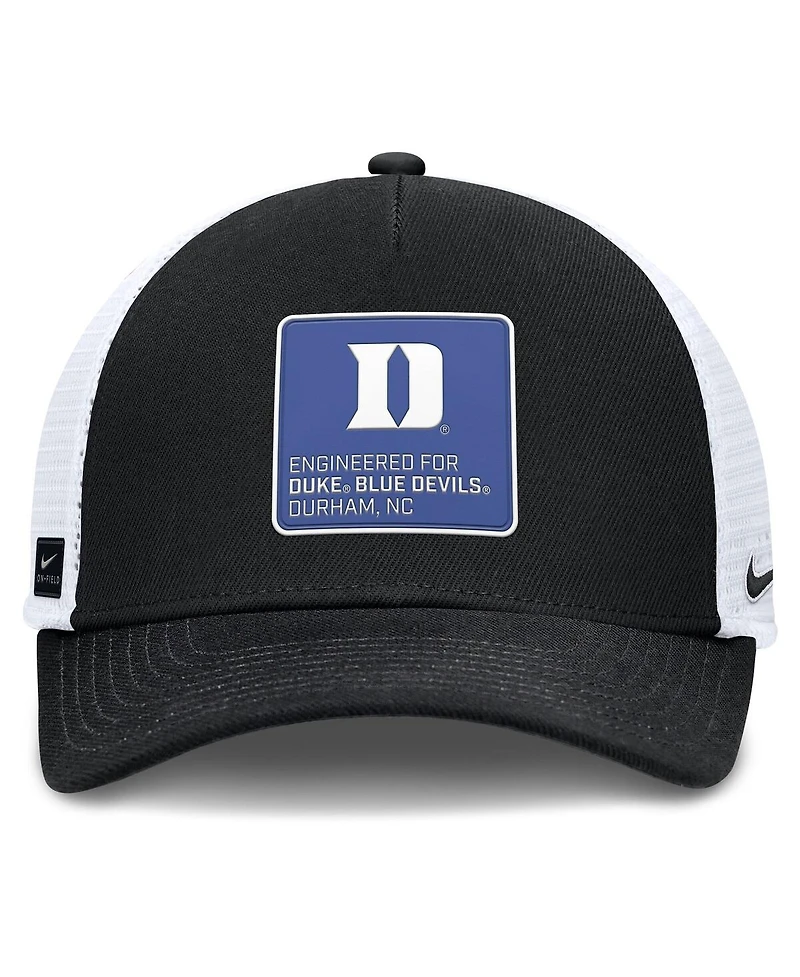 Nike Men's Black/White Duke Blue Devils 2025 On-Field Rise Engineered Trucker Adjustable Hat