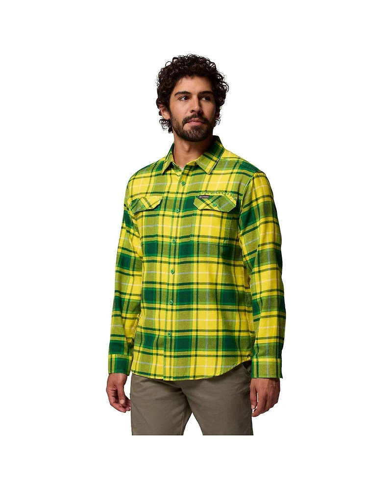 Columbia Men's Green Oregon Ducks Omni-Wick Flannel Long Sleeve Button-Up Shirt