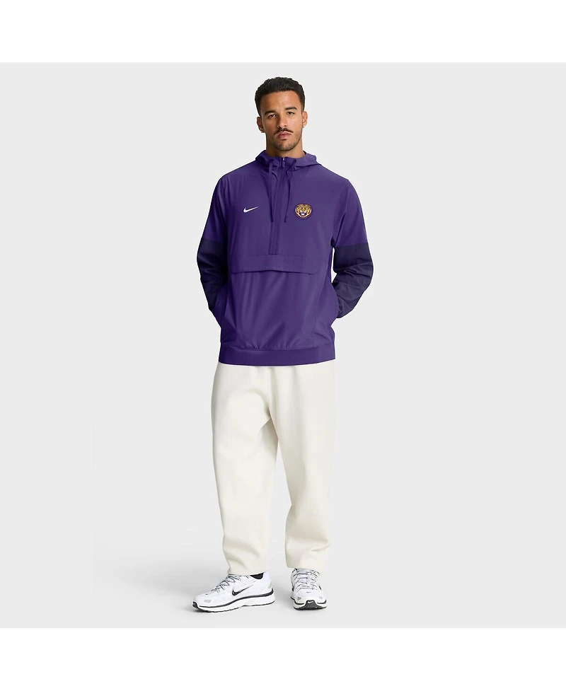 Nike Men's Purple Lsu Tigers Anorak Half-Zip Hoodie Jacket