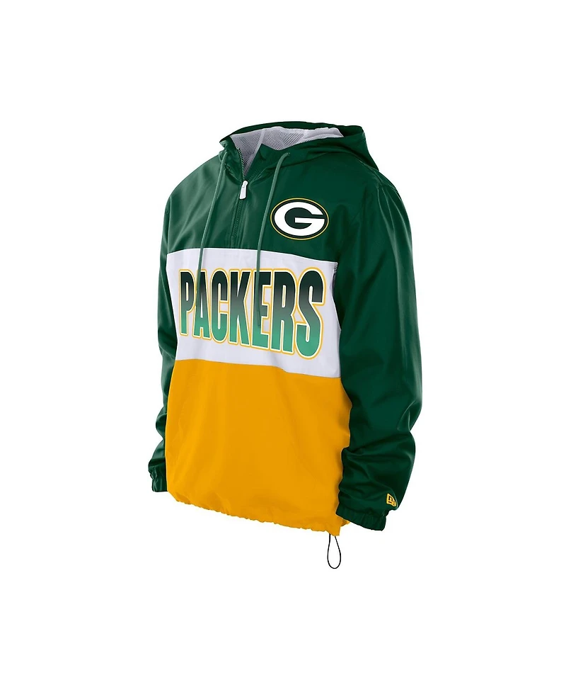 New Era Men's Green Bay Packers Ripstop Quarter-Zip Hooded Windbreaker