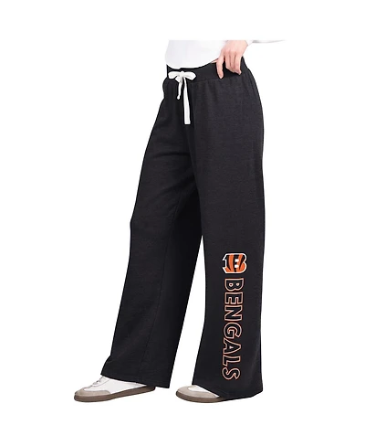 G-iii 4Her by Carl Banks Women's Black Cincinnati Bengals Field Wide Leg Sweatpants