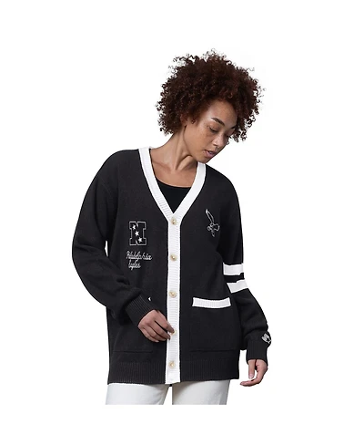 Starter Women's Black Philadelphia Eagles Back Shot Button-Up Cardigan