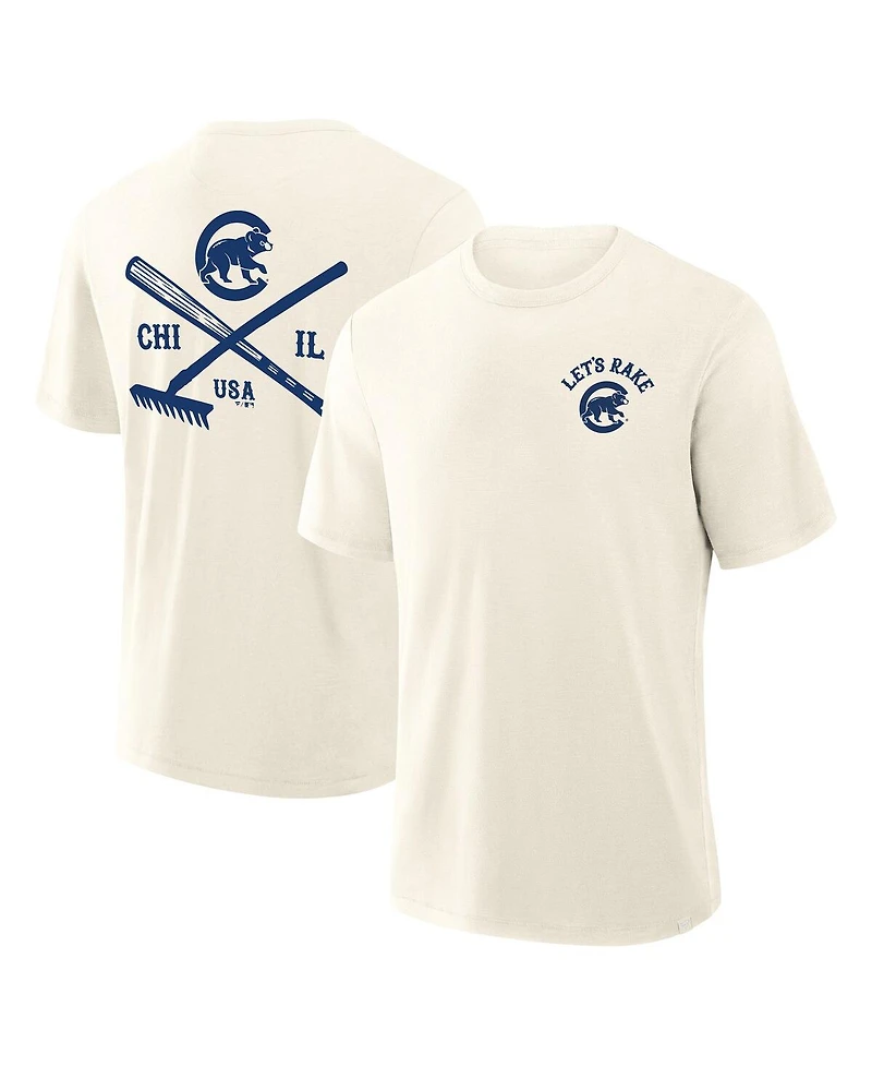 Fanatics Men's Cream Chicago Cubs Nostalgia Stadium Slub T-Shirt
