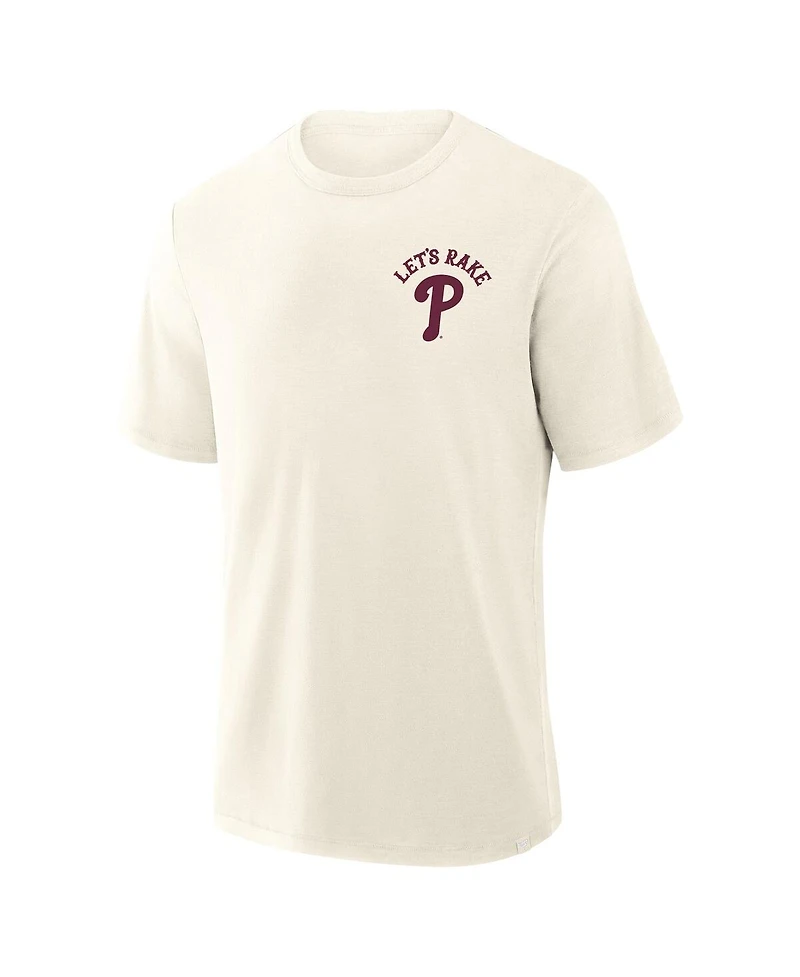 Fanatics Men's Cream Philadelphia Phillies Nostalgia Stadium Slub T-Shirt