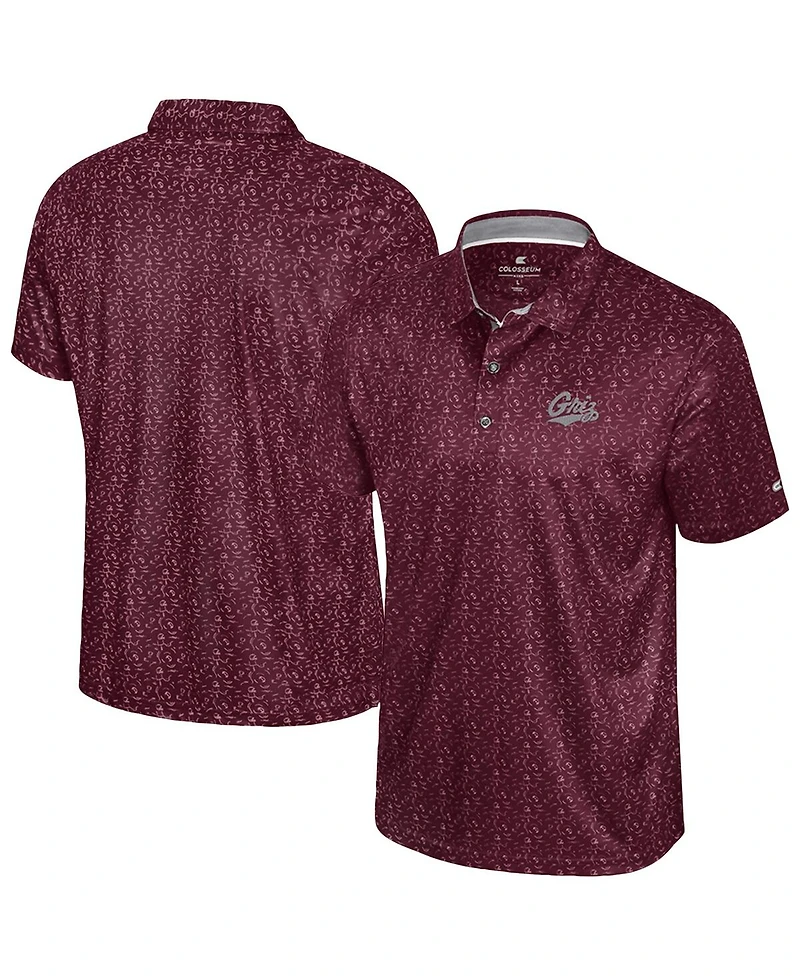 Colosseum Men's Maroon Montana Grizzlies Football Print Polo Shirt