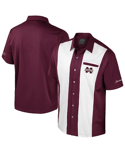 Colosseum Men's Maroon Mississippi State Bulldogs Strike Bowling Button-Up Shirt