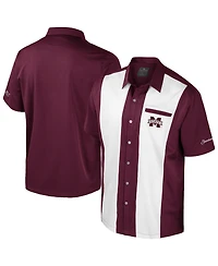 Colosseum Men's Maroon Mississippi State Bulldogs Strike Bowling Button-Up Shirt