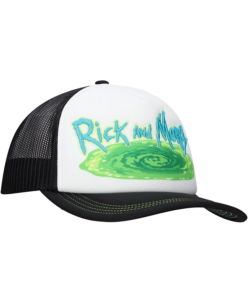 Lids Men's and Women's White/Black Rick and Morty Graphic Foam Trucker Adjustable Hat