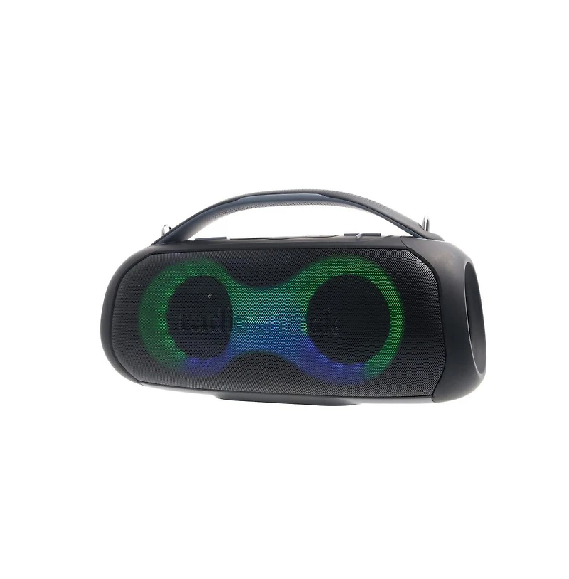 RadioShack 20W Black and Gray Wireless Bluetooth Portable Speaker with Rgb Lights Fm Radio True Wireless