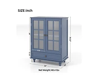 Casainc Storage Cabinet with Double Glass Doors and Drawer