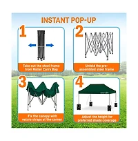 Pop Commercial Instant Shelter 10x15 ft Waterproof Polyester Tent Portable Wheeled Carry Sand Bag Forest Green