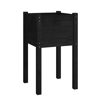 Garden Planter Black Solid Pinewood Medium Durable
