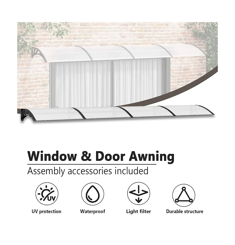 Door Canopy Black, Transparent Polycarbonate, Abs, Aluminum