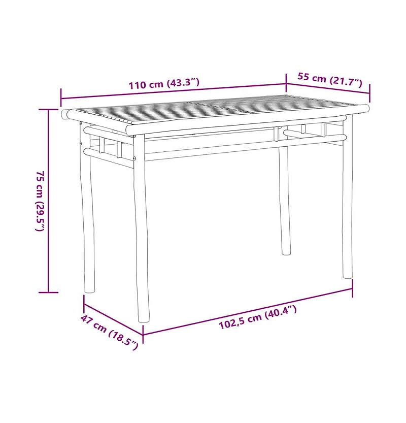 Patio Dining Table 43.3"x21.7"x29.5" Bamboo