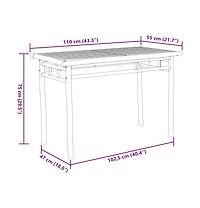 Patio Dining Table 43.3"x21.7"x29.5" Bamboo