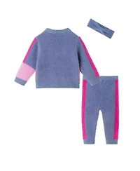 Andy & Evan Baby Girls Heart Color Block Sweater w/Pant Headband Set