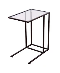 Costway Coffee Tray Side Sofa End Table Ottoman Couch Stand Tv Lap W/Glass Top