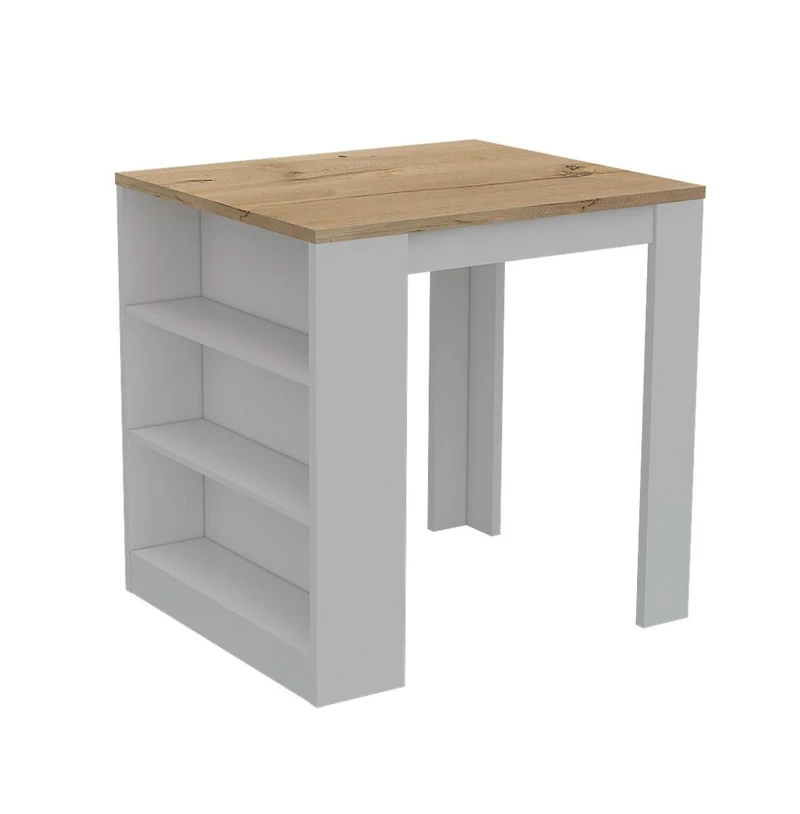 Tuhome Tanna Kitchen Island White / Light Oak Mdf