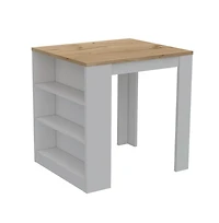 Tuhome Tanna Kitchen Island White / Light Oak Mdf