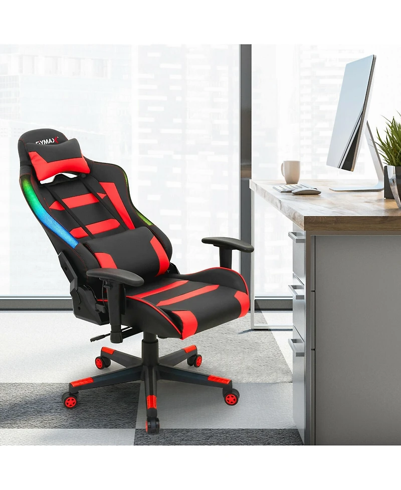 Gymax Gaming Chair Adjustable Swivel Computer Chair w/ Led Lights & Remote