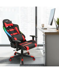 Gymax Gaming Chair Adjustable Swivel Computer Chair w/ Led Lights & Remote
