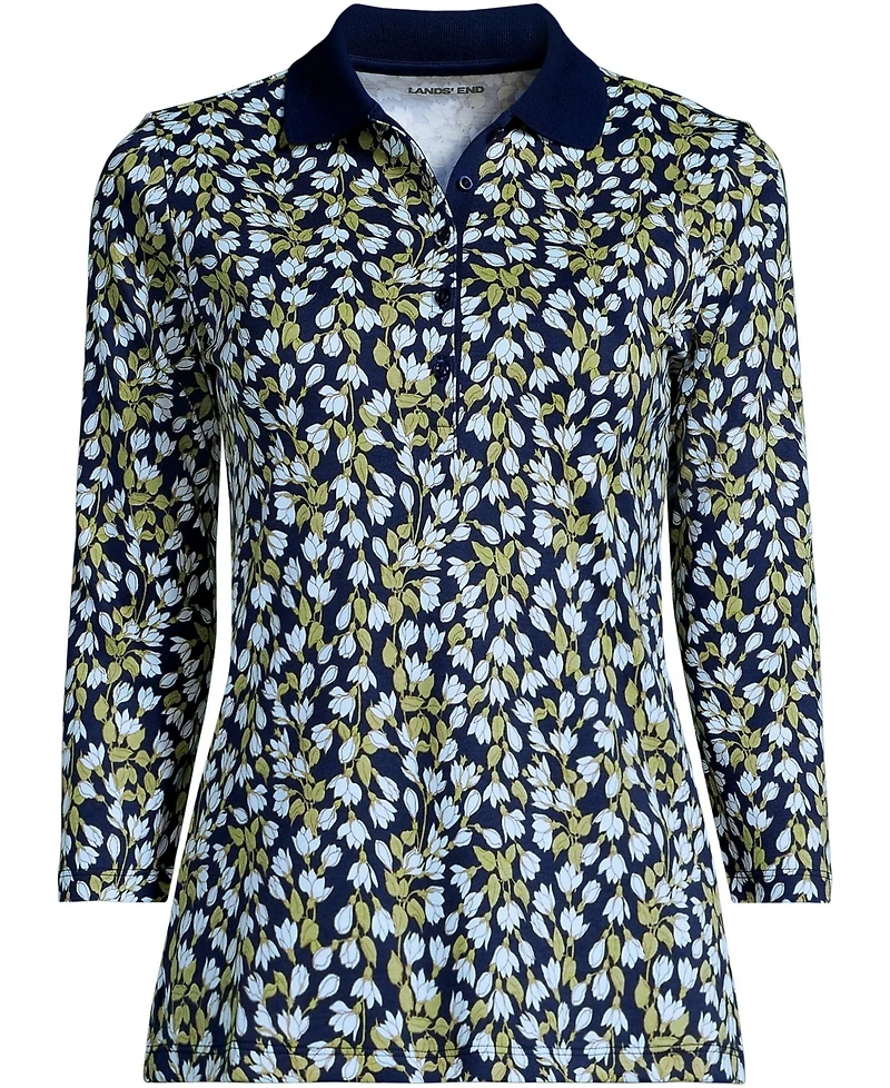 Lands' End Plus Supima Cotton 3/4 Sleeve Polo Shirt