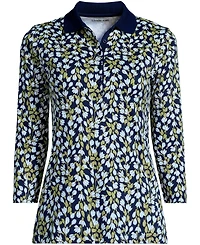 Lands' End Plus Supima Cotton 3/4 Sleeve Polo Shirt